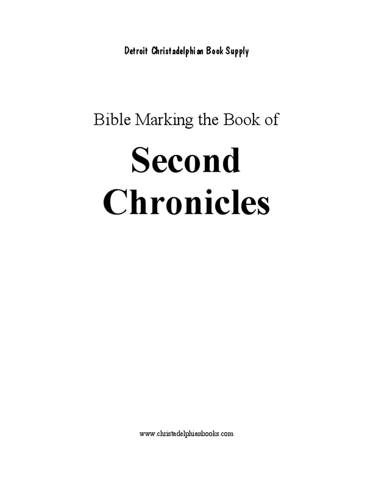 Bible Marking 2 Chronicles - pdf File