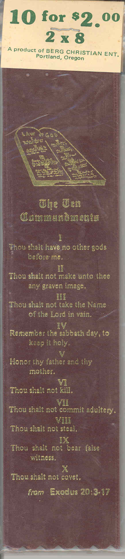 Pack of Bookmarks: 10 Commandments